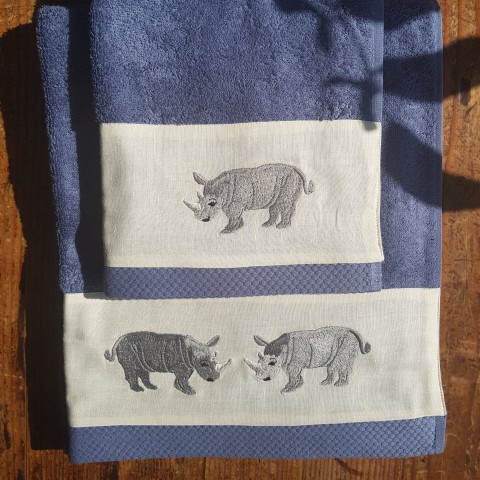 Jungle - Terry Towel Set with Embroidered Linen Border