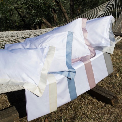 Milano in bianco - Completo lenzuola matrimoniali in Raso di cotone