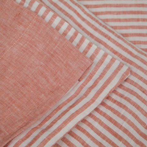 Vintage - Double bed Striped Linen Sheet Set