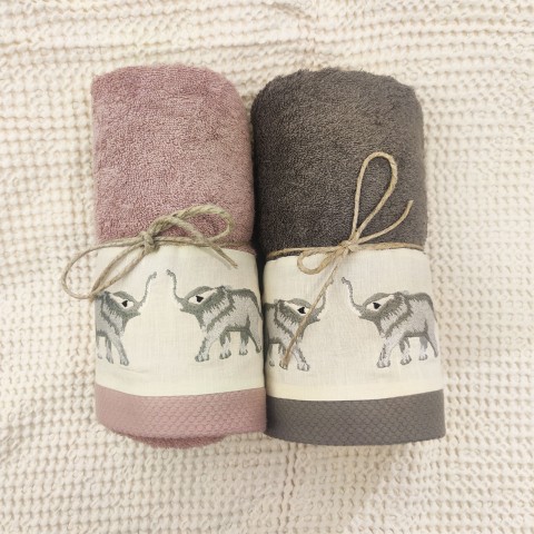 Jungle - Terry Towel Set with Embroidered Linen Border